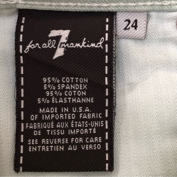 ⭐️7 for All Mankind⭐️Pastel Green Gold Metallic Print Denim Jeans Shorts Sz 24 - Picture 16 of 16